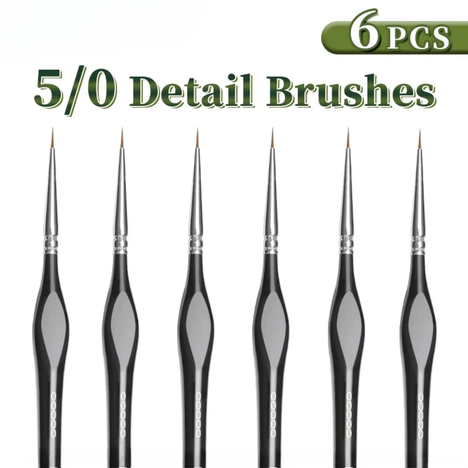 00000 Set of fine tip brushes for acrylic, models, mini miniature details, extra fine nylon brushes