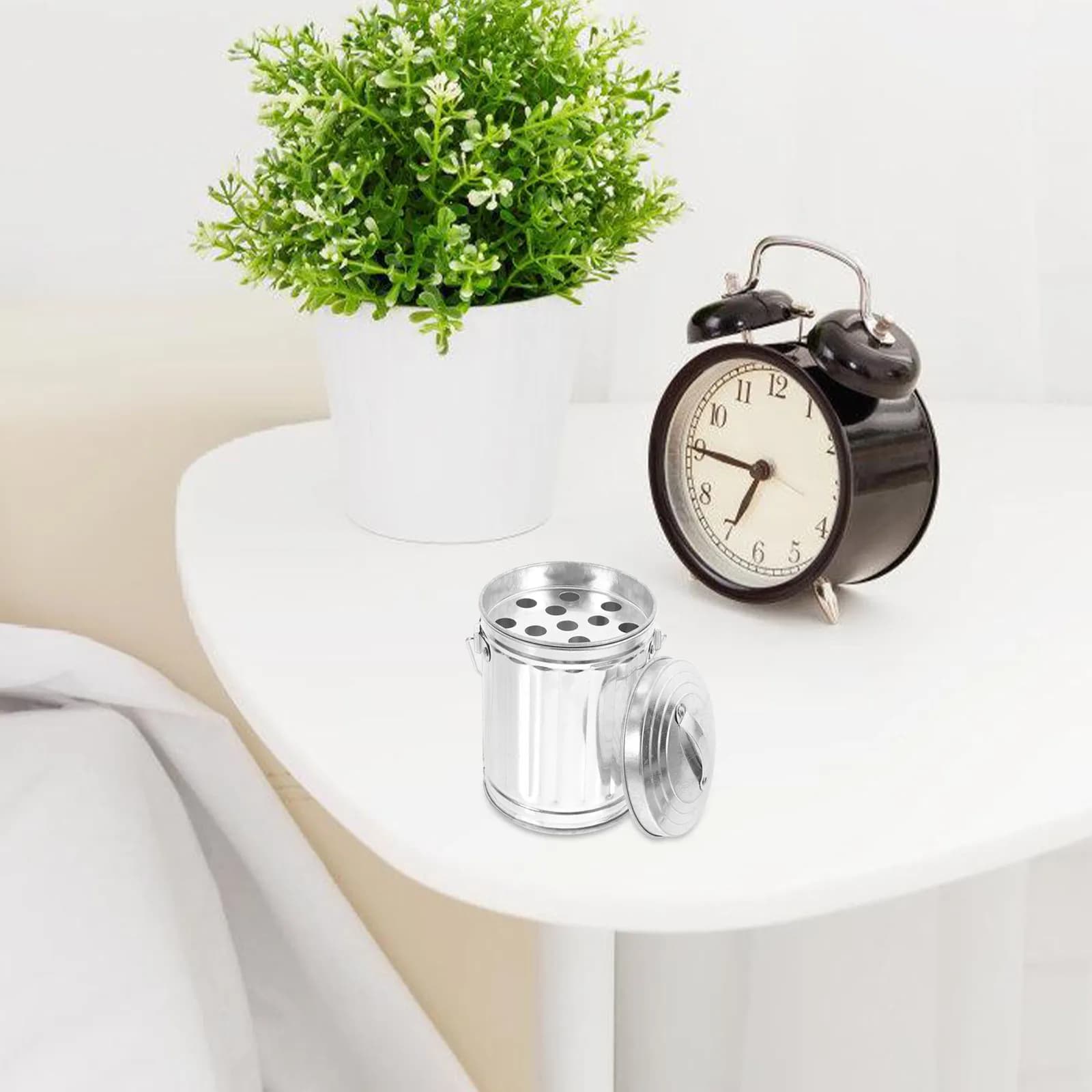 Mini Iron Can 0.8L Small Waste Paper Basket Metal Garbage Bin For Desktop Office Bathroom Kitchen Countertop Waste Basket