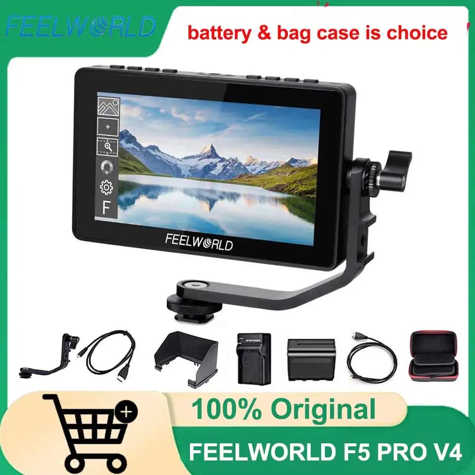 FEELWORLD F5 PRO V4 Touch Screen da 6 pollici 3D LUT Monitor da campo Fotocamera DSLR con kit di alimentazione esterna F970 Ingresso uscita HDMI 4K
