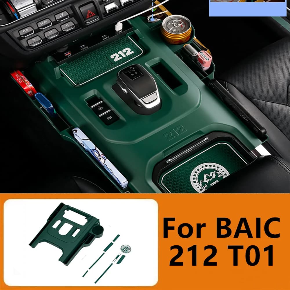 Car Heat Resistant Center Console Organizer Fit for BAIC 212 T01 Anti-Slip Dashboard Storage Box ABS Interior Accessories