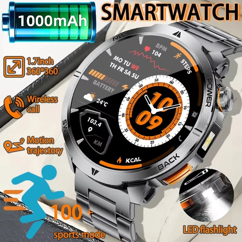Nuovo Smartwatch Outdoor 2026 con Schermo HD da 1,7 Pollici, Monitoraggio Frequenza Cardiaca e Sonno, Tracciamento Esercizi, Promemoria Chiamate - Regalo Perfetto