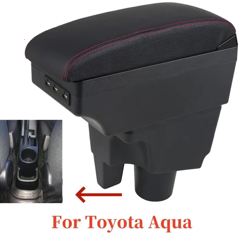 Car Armrest Box for Toyota Aqua 2017 2018 2019 2020 2021 2022 Leather Arm Rest Center Console Storage USB Accessory