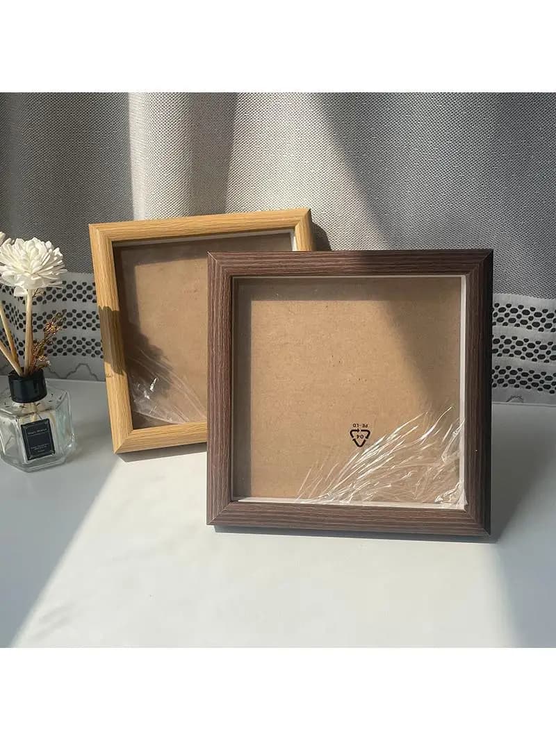 Modern mat Wooden Picture Frame Hollow out Design 5cm X 5cm Square Pearl Painting Display Stand Artwork Frame