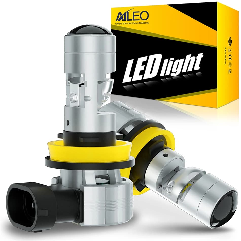 AILEO 2PCS H8 H9 H11 lampadina per fari a Led luci Canbus con Mini obiettivo per proiettore per auto moto 6500K lampada bianca abbagliante/anabbagliante