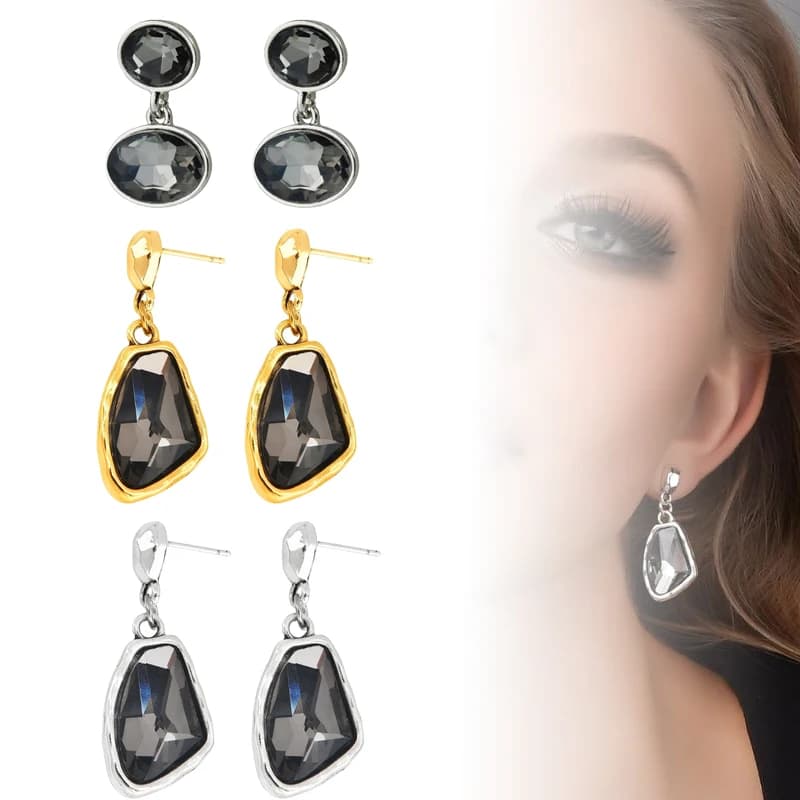 Orecchini pendenti minimalisti con strass neri scintillanti per le donne Regali di gioielli con ornamenti per l'orecchio con ciondolo geometrico squisito