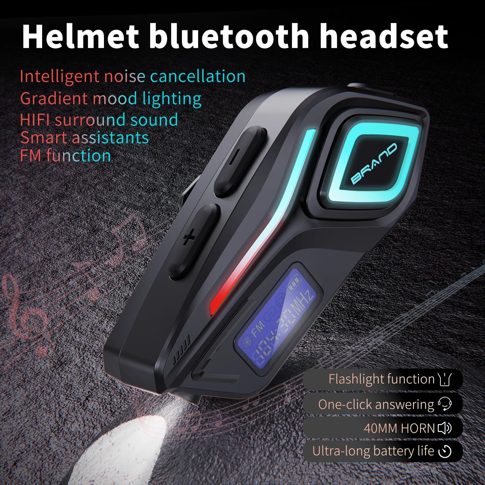 Bluetooth 5.4 K08 headset for Motorcycle Helmet, Vivavoce Kit Waterproof for Calls and Musical Reproduction