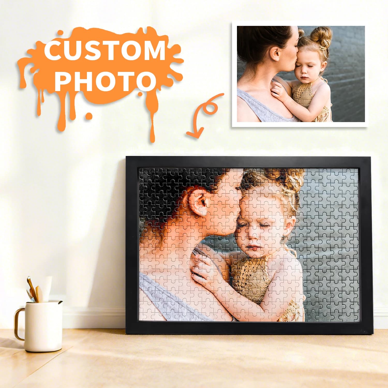 Puzzle personalizzato con ritratto di coppia da 1 PC, puzzle personalizzato a forma di cuore con o senza cornice, regalo per le vacanze