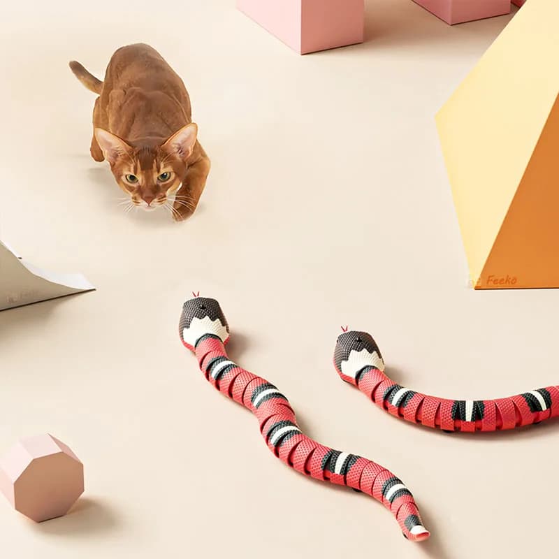 Giocattoli Interattivi Elettrici per Gatti a Forma di Serpente con Sensore Intelligente, Ricaricabili USB, Accessori per Gatti e Cani