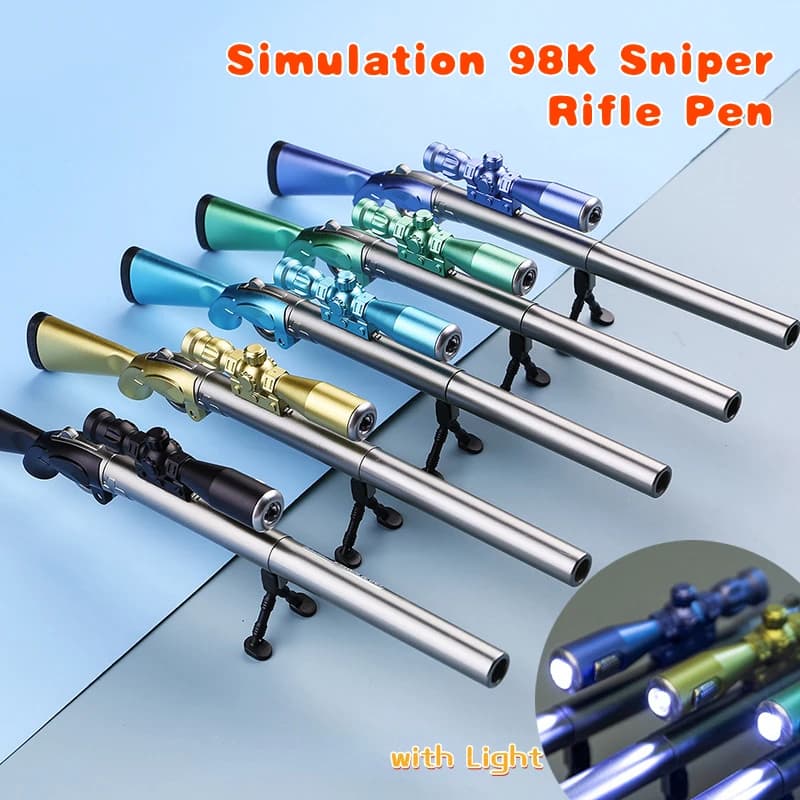 Simulazione creativa 98K Fucile da cecchino Penna neutra con luce 0,38 mm Inchiostro gel nero Studente Scuola Cancelleria PUBG Luci Penne Regalo