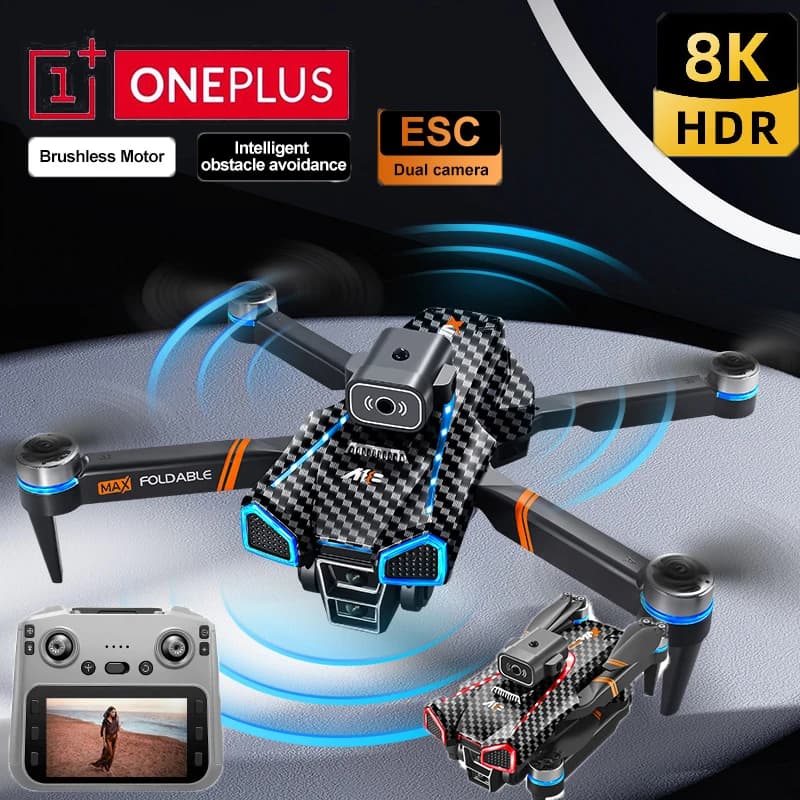 OnePlus A18 MAX Drone 8K Professional HD Camera Drones Brushless Motor Optical Flow Hovering Folding Quadcopter 4K RC Drone Toys