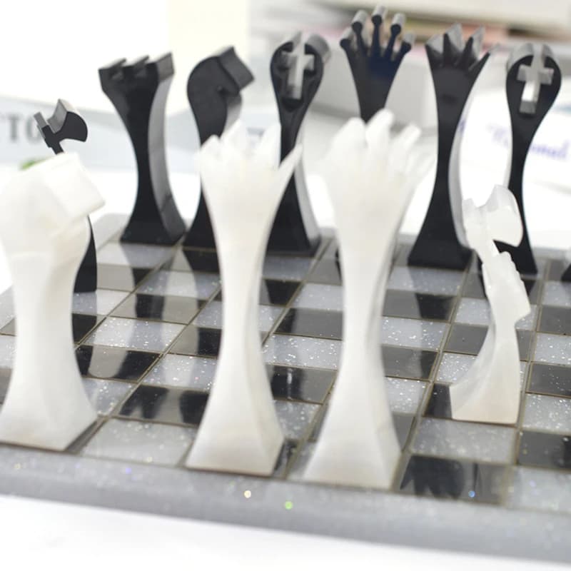 Set scacchi fatto a mano scacchiera da gioco Stampo per colata in resina Dama internazionale Giocattolo Stampo in silicone