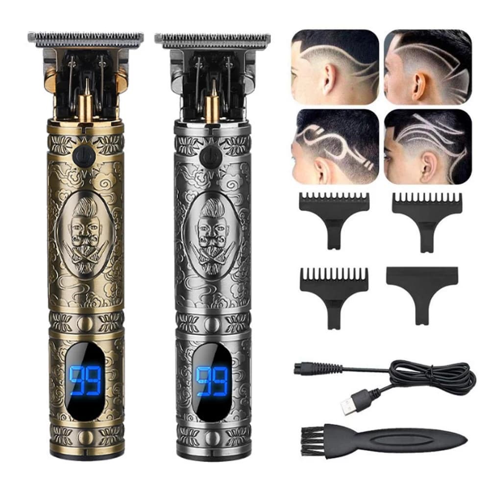 Tagliacapelli Professionale T9 Ricaricabile USB con Display LCD, Trimmer Elettrico Senza Fili, Rasoio per Uomo, Macchina per Taglio Capelli da Barbiere