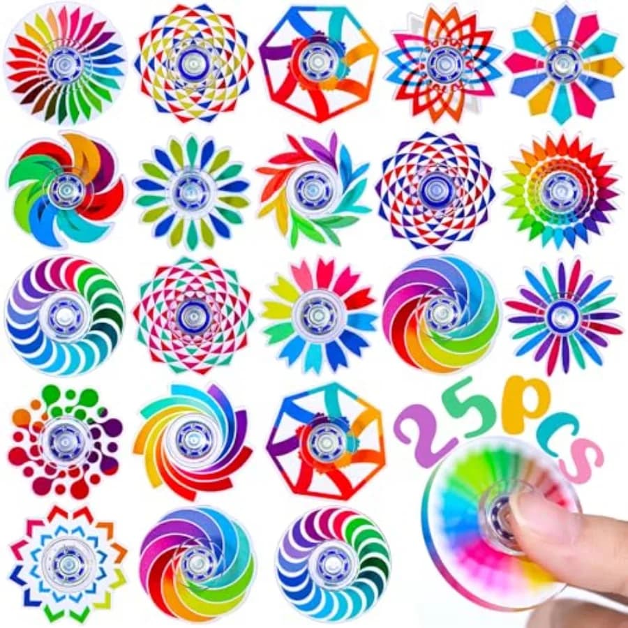 Confezione da 25 Fidget Spinner per Giocattoli Sensoriali Mini, per Adulti e Bambini con Autismo ADHD, Premi per Aula, Premi per Cofanetti Sorpresa, Giocattoli in Scatola