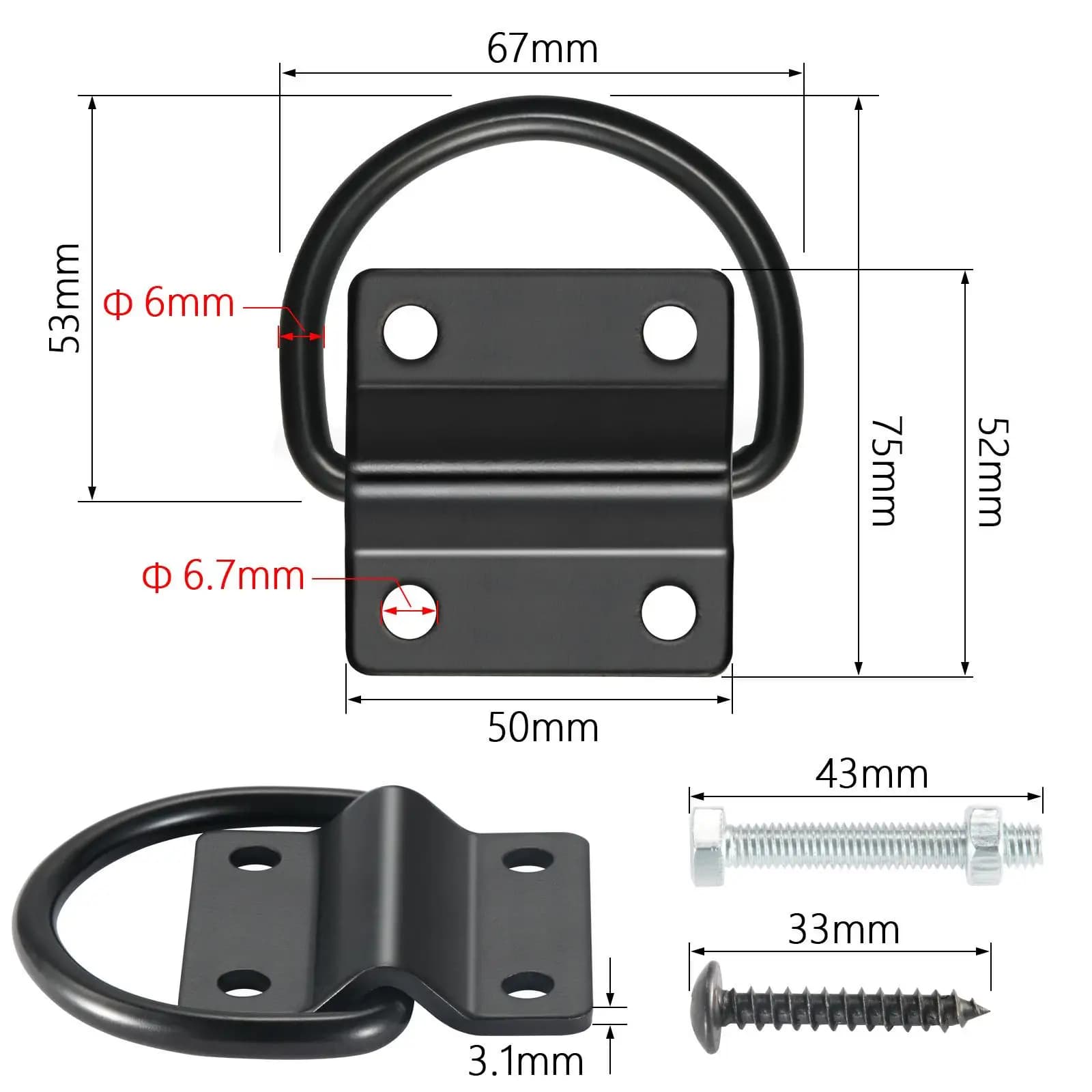 Anelli a D Resistenti per Ancoraggio, Ganci in Acciaio Inox per Carichi Pesanti, per Rimorchi, Barche, ATV