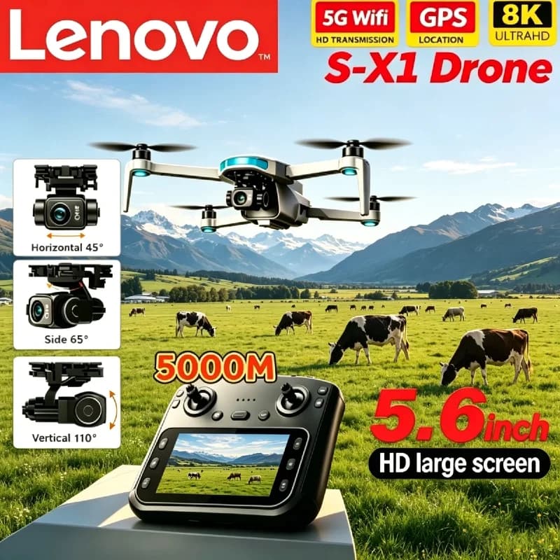 Lenovo S-X1 GPS Brushless FPV Drone 8K HD Camera 3-Axis Gimbal 5G WiFi Obstacle Avoidance RC Quadcopter