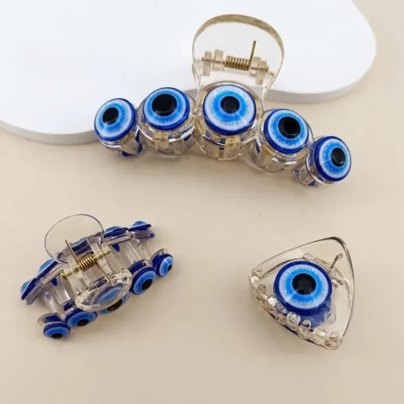 Fermagli per capelli vintage malocchio di 3 dimensioni Stili turchi Mini mollette per mascelle Blue Eye per copricapo estivo da donna