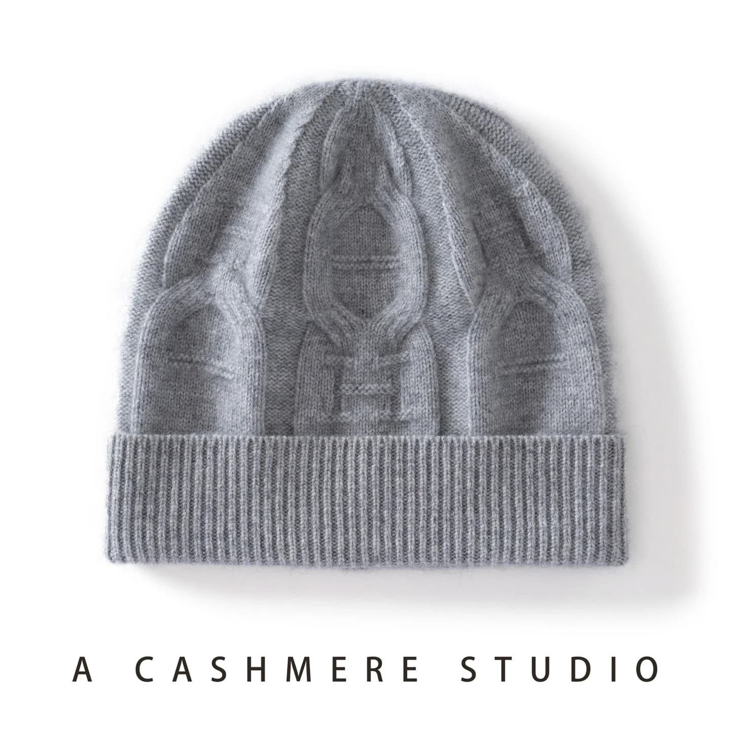 ZYCZCXX Knitted 100% Cashmere Beanie Hat Women High Quality Warm Winter Hat Solid Jacquard Casual Cap for Women and Men