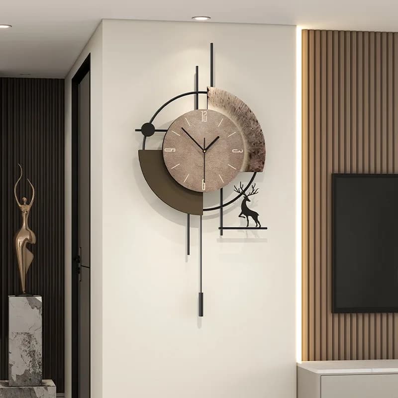 Watches from Creative Metal Walls, Modern Luxury Silent Watches for Living, Large Wood Dial, Artistic Home Decoration