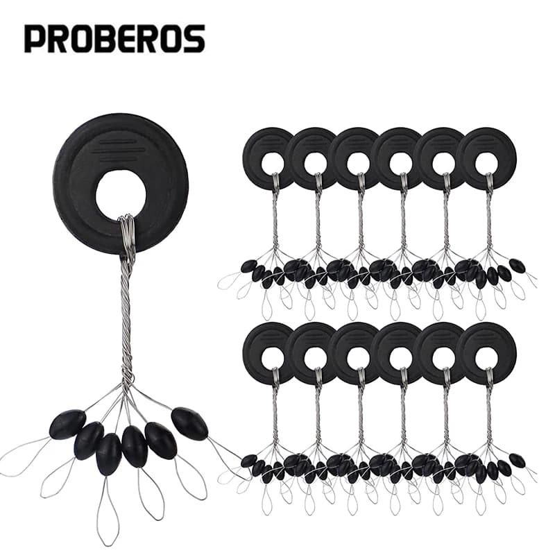 PRO BEROS 60 Pz 10 Set Gomma Nera Fagioli Spaziale Tappo Ovale Bobber Da Pesca Galleggiante Pesce Gatto Flotador Galleggiante Da Pesca Folat Linea Ferma