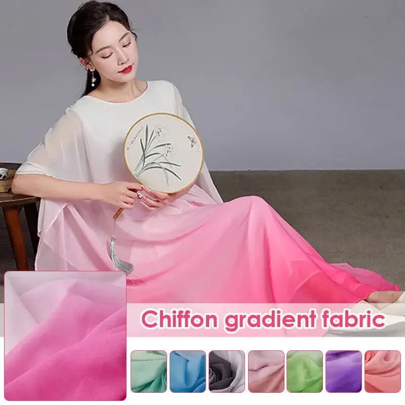 Gradient Color Shade Fabric Summer DIY Dance Costume Dress 100D Chiffon 2 Tone Material Clothing Accessories 100x150cm