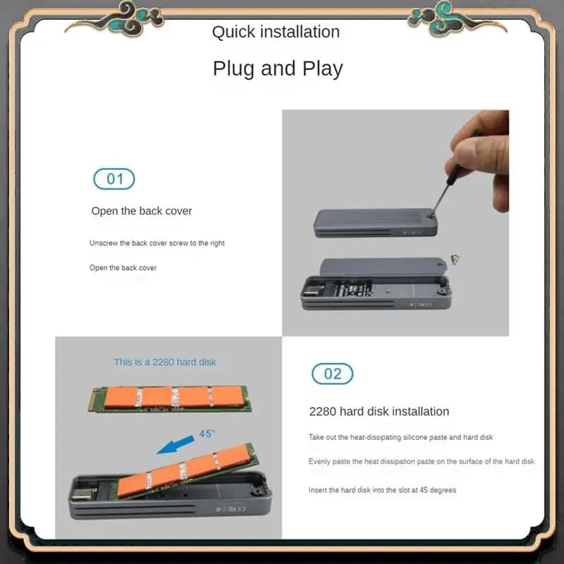 Custodia SSD SATA M.2 Nvme affidabile da 10 Gbps M.2 a USB Tipo C Adattatore esterno Crittografia delle impronte digitali Custodia SSD M.2 Dur