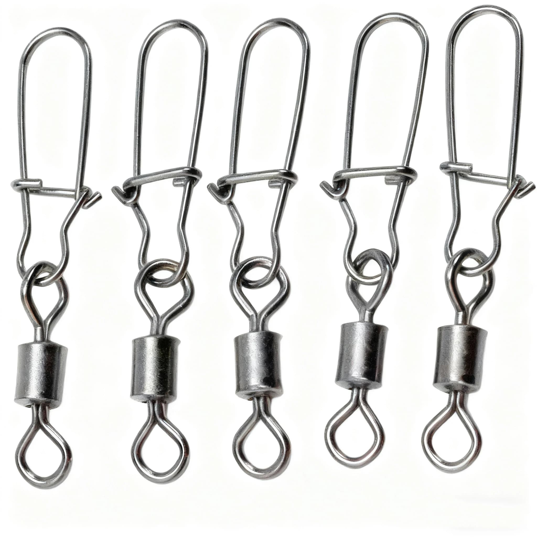50 Piece Stainless Steel Fishing Connector Pin / Box 4 # 6 # 8 # 10 # 12 # Swivels with Bearing and Snap Fishing bait Accessories