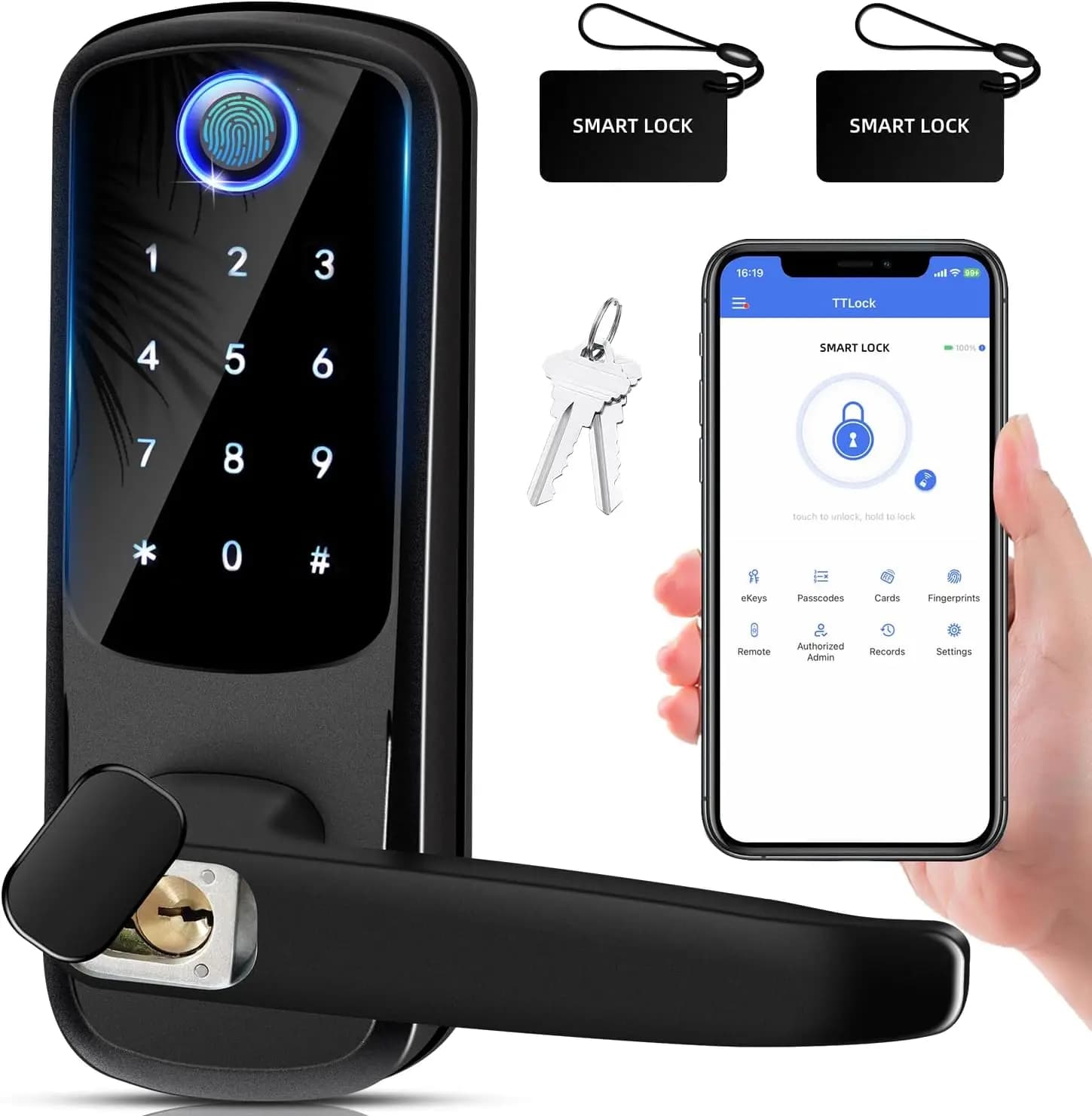Serratura Intelligente Senza Chiave con Impronta Digitale, Tastierino e Controllo App per la Sicurezza Domestica