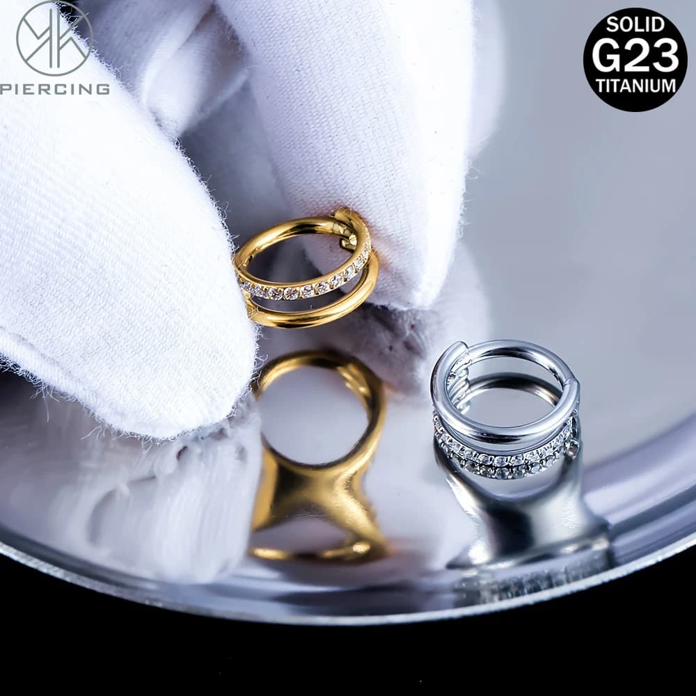 1pc 16G G23 titanio cubico sintetico zirconia nasale setto anello argento orecchino d'oro anello cartilagine cerniera piercing gioielli