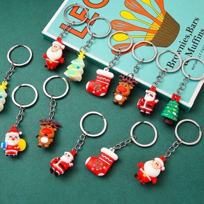 Portachiavi Natale Portachiavi cartoni animati Ornamenti Ciondolo pupazzo neve Babbo Natale