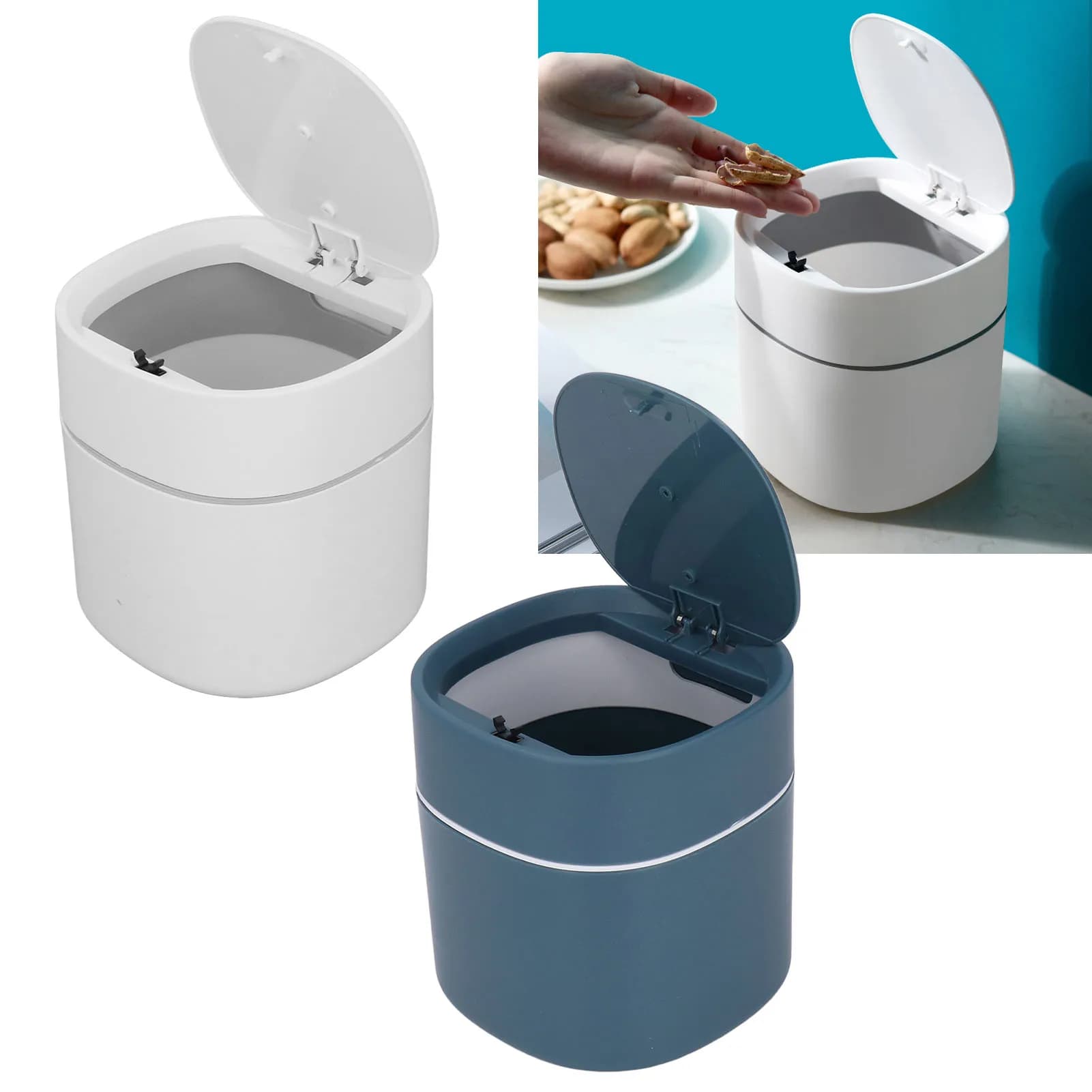 Mini Countertop Trash Can Debris Garbage Storage Cleaning Can With Lid for Coffee Table Dressing Table Desktop