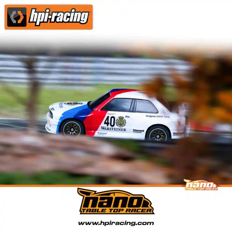 HPI Nano TTR Simulazione 1:64 4CH 45 Minuti di Autonomia Super Lunga 160992 1989 M3 Auto da Corsa Elettrica Telecomandata RTR