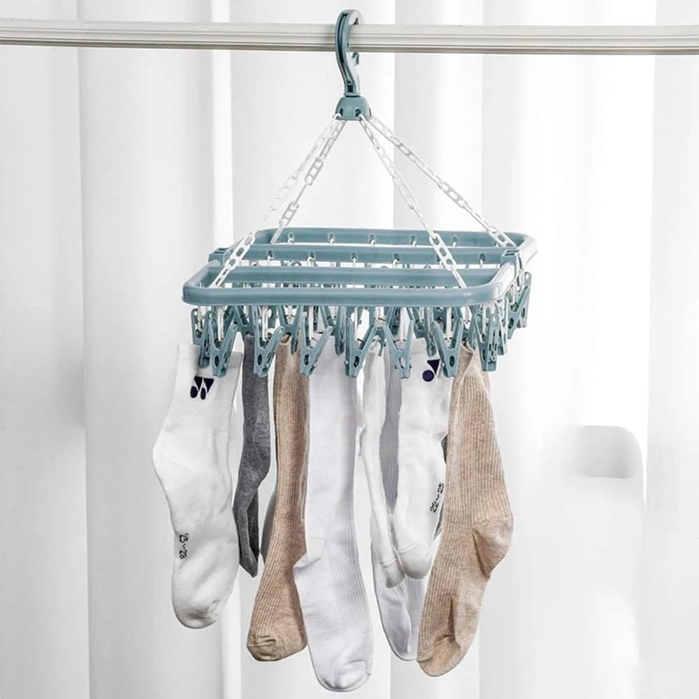 Clothes rack with 32 clips / 8 clips Socket Drying Foldable clothes rack