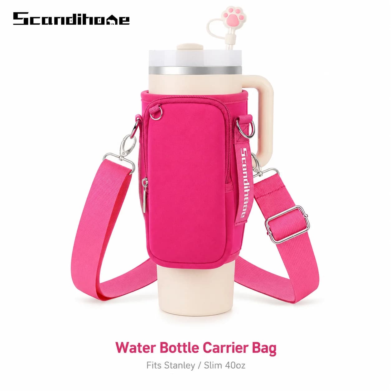 Outdoor Water Bottle Bag Travel Camping Hiking Shoulder Bag with Phone Case for Stanley Quencher Cup