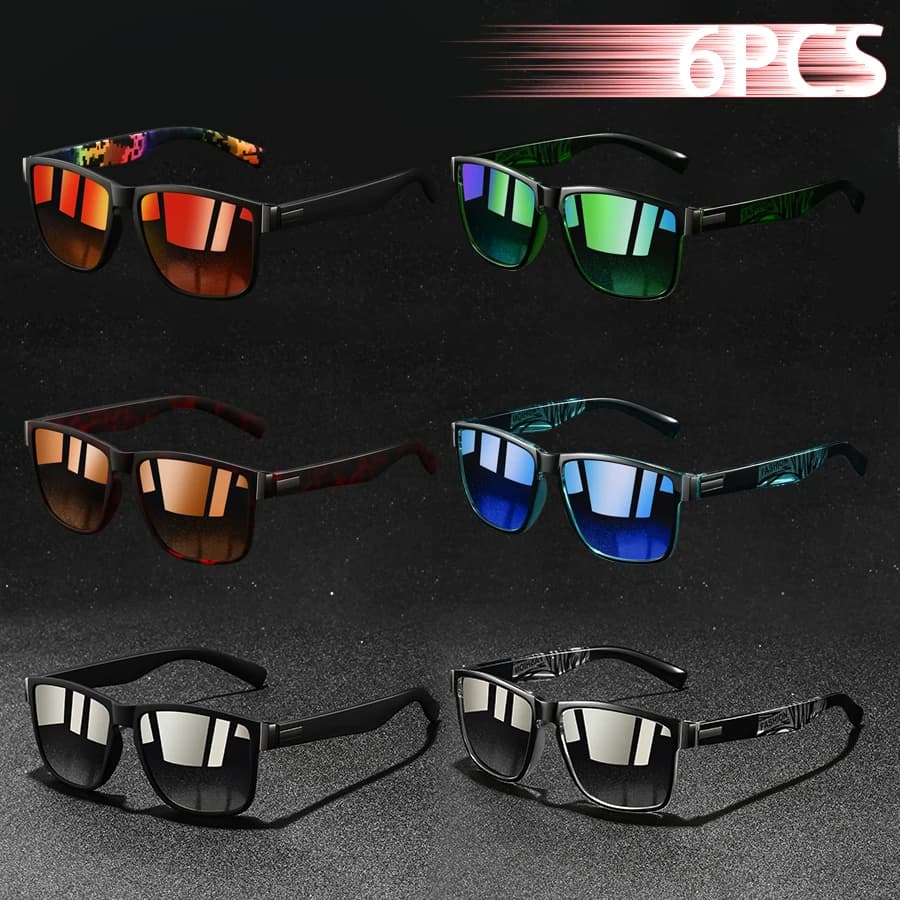 6PCS Fashion Pattern Sunglasses Men Women Driving Man Luxury Brand Designer Sun Glasses Retro Eyewear Eyewear