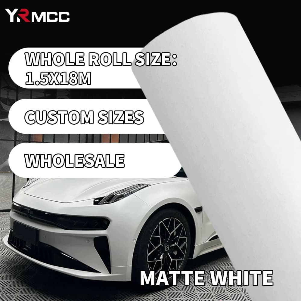 Carta vinilica opaca per rivestimento auto Vinile 100 cm x 300 cm Adesivo per avvolgimento auto bianco per moto Copertura per carrozzeria per motocicli di dimensioni personalizzate fai-da-te