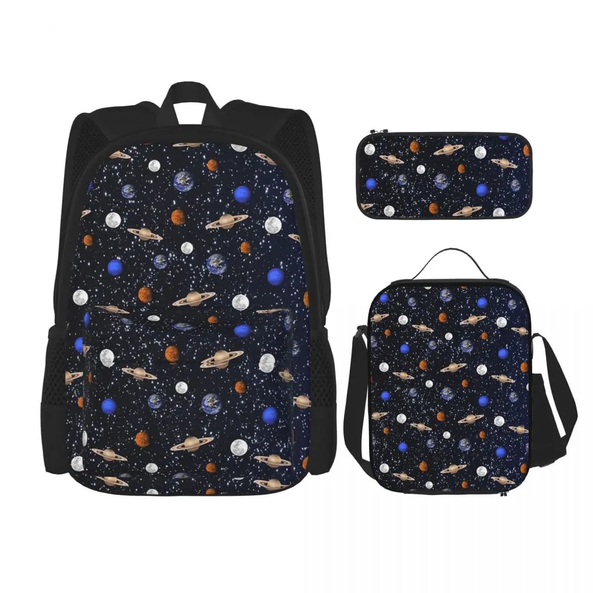 Solar System Space Planets Universe Backpacks Kids Bookbag School Bags Rucksack Lunch Bag Pen Bag Three-Piece Set
