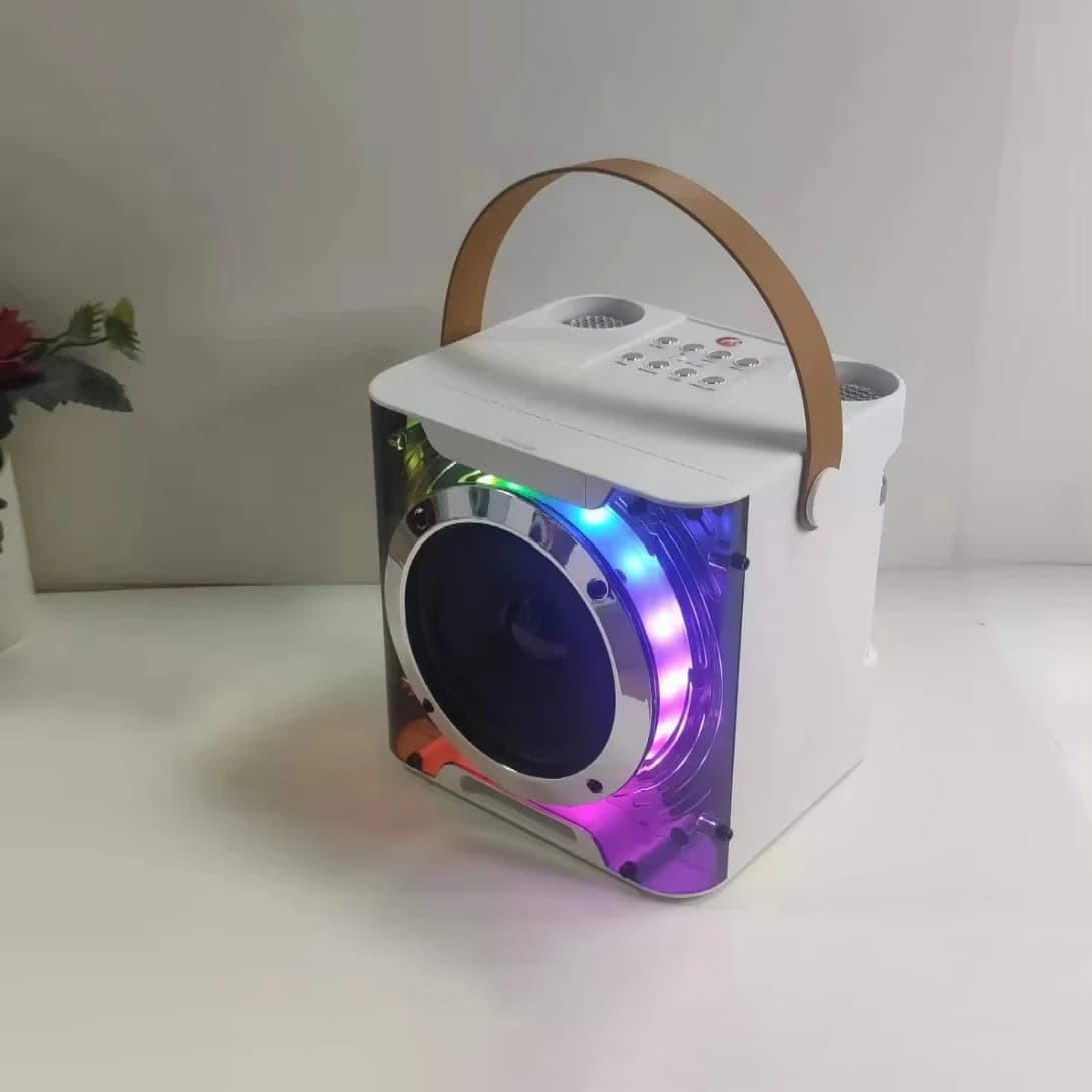 Altoparlante Bluetooth per macchina karaoke con doppio microfono Musica Ritmo Luce Subwoofer wireless ad alta potenza Surround stereo 360