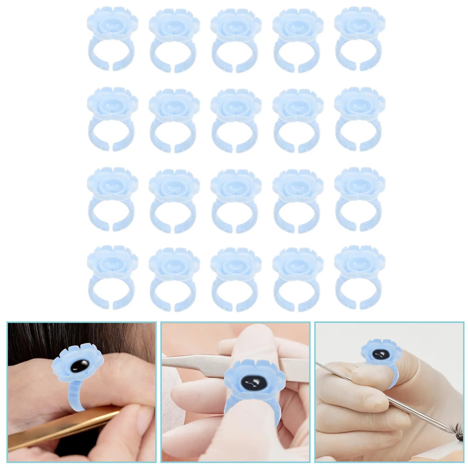 100 Pieces Collar Extension Rings Eyelashes with Floral Design, Quick Drying and Colla Performance Control, for Salone