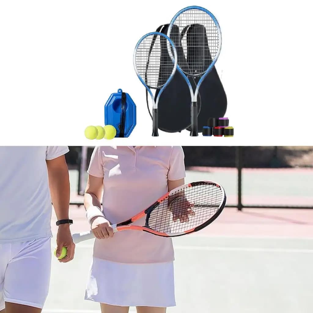 Lightweight Solo Tennis Trainer Ball and Racket Kit with Carrying Bag for Backyard Park Practice