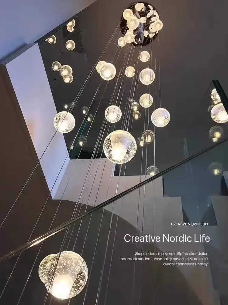 Spiral Staircase Living Room Chandeliers Crystal Ball Led Ceiling Light Lustre Chandelier Modern Decoration Bedroom Dining