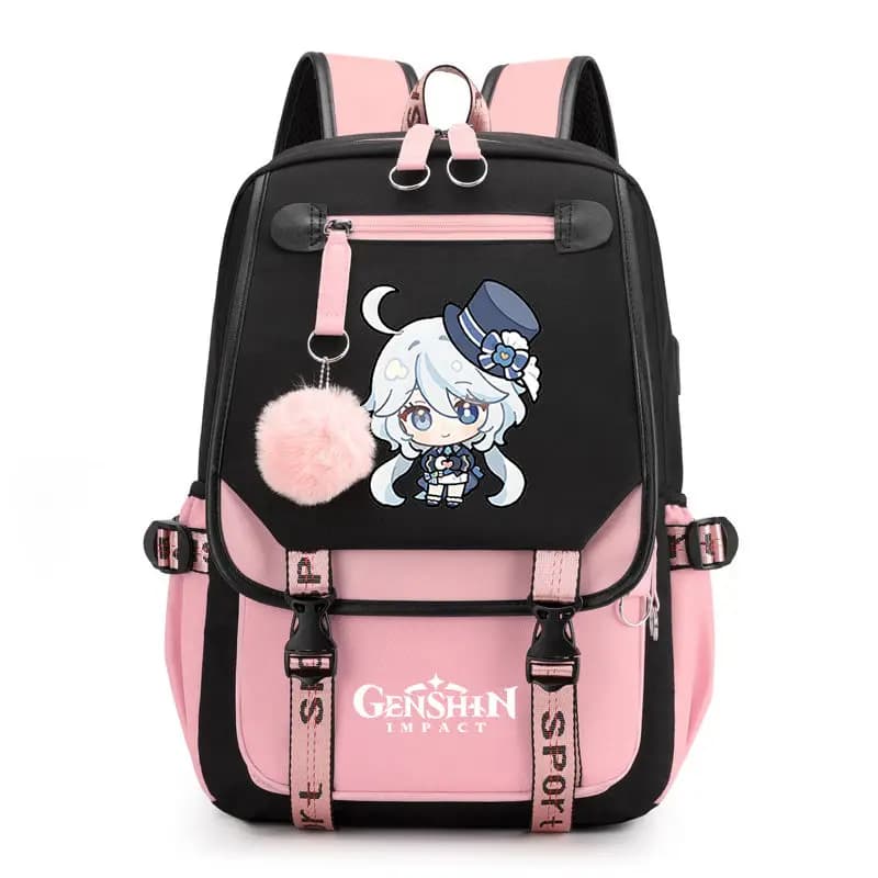 Genshin Impact Backpack Fashion Cartoon Student Schoolbag 1-6 Grades Boys Girls Spine Relief School Bag Outdoor Travel Backpack