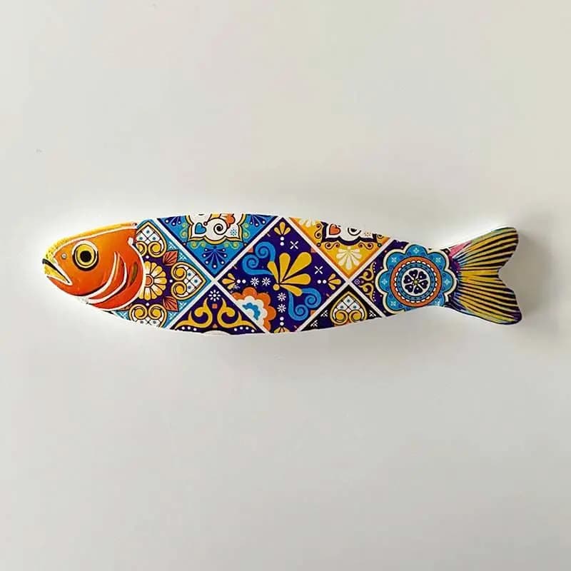 Portogallo Lisbona Piastrella tradizionale Sardina Magneti per frigorifero Resina 3D - Aimanti Frigo, Decorazione, Magnete forte, Decorazione della stanza