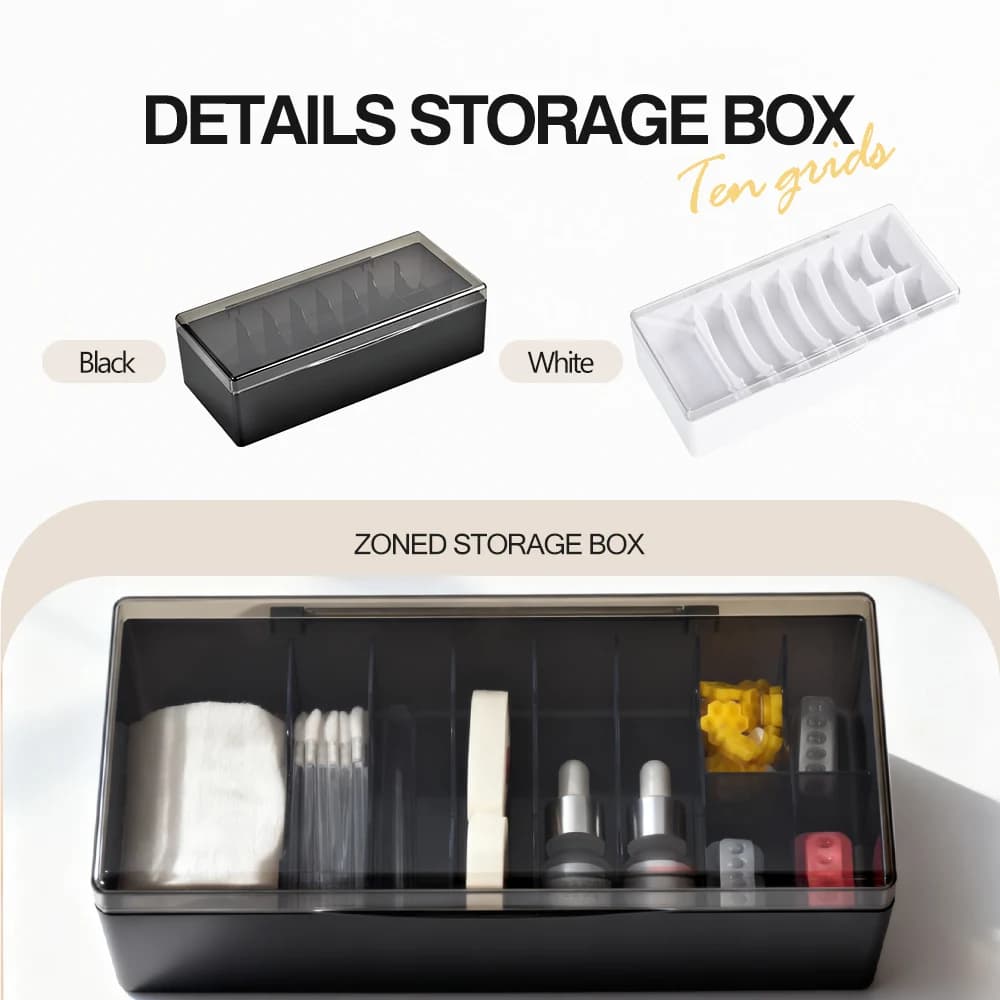 10 Grids Storage Box Craft Organizer Containers, Nail Accessories Storage Tools, Multigrid Organizer Beauty Professionals