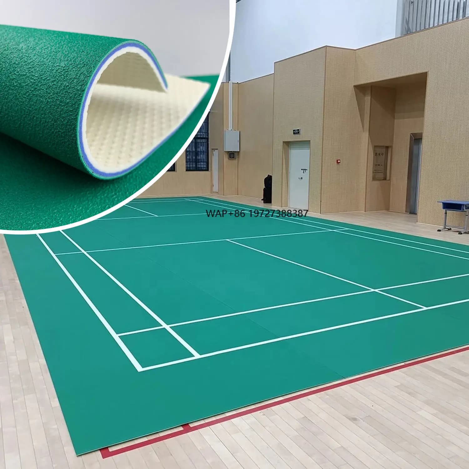 PVC flooring with Structured Surface for Badminton Sports Fields, Tennis and Volleyball