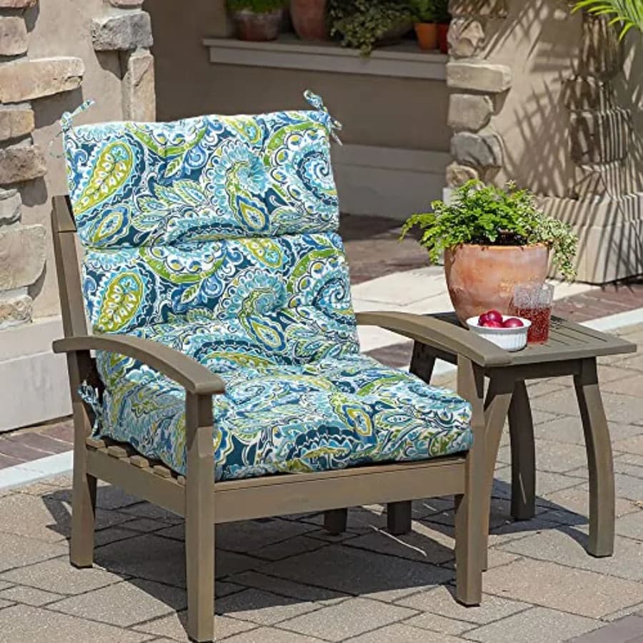 Set di 2 Cuscini per Sedia a Schienale Alto Imbottiti per Interni ed Esterni, Impermeabili e Resistenti alle Intemperie, per Sedute Profonde, Sedia a Dondolo, Chaise Longue da Patio S