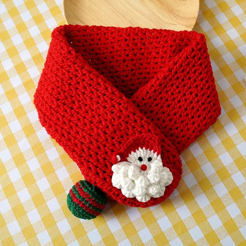 Kit all'uncinetto per sciarpa natalizia fai-da-te con gancio - Sciarpa calda per le vacanze in filato di cotone morbido per principianti, per donne e uomini, regalo per la casa