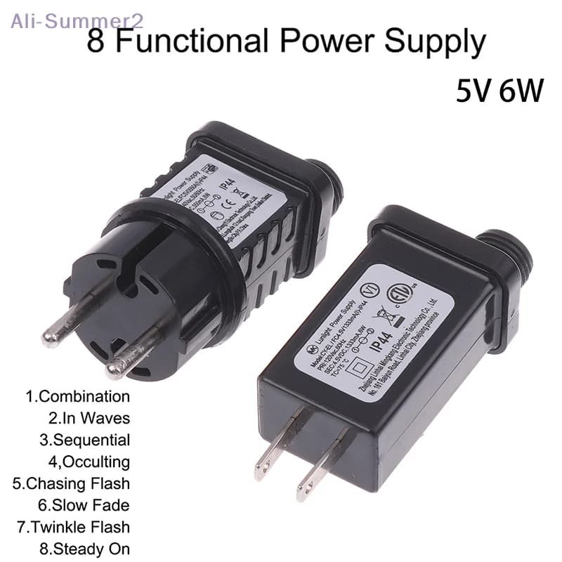 {Summer2} Spina UE/USA DC 5V 6W 8 Funzionale SELV Lampada LED Driver Interruttore Adattatore IP44 Alimentatore per illuminazione laser impermeabile