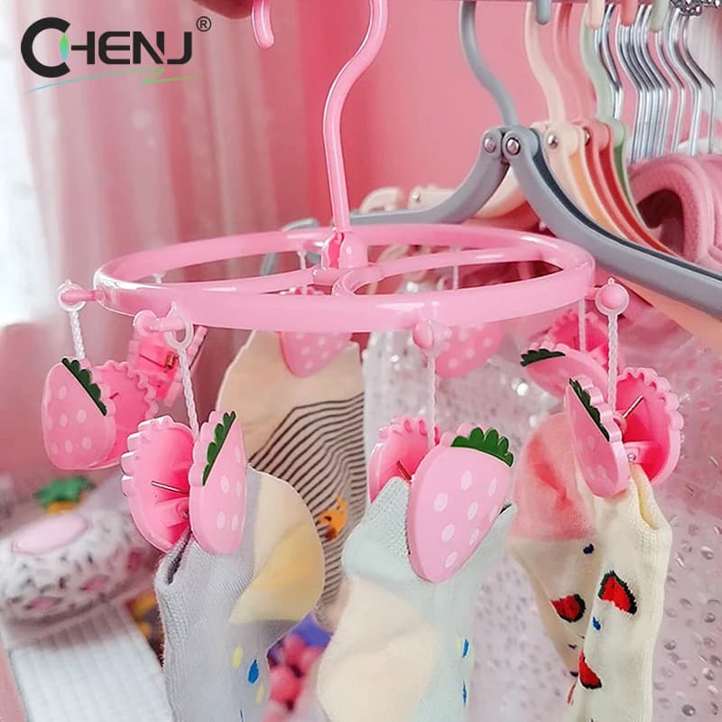 Nice adorable coat hanger with strawberry coat hangers windproof socks underwear whitewashing clothes for the house