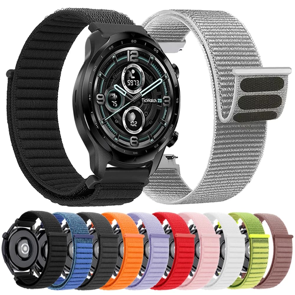 20mm 22mm cinturino sportivo per TicWatch GTW/GTH 2/GTX/S2/E2/E3/Pro 2021 cinturino traspirante TicWatch Pro 3 GPS/LTE braccialetto in nylon