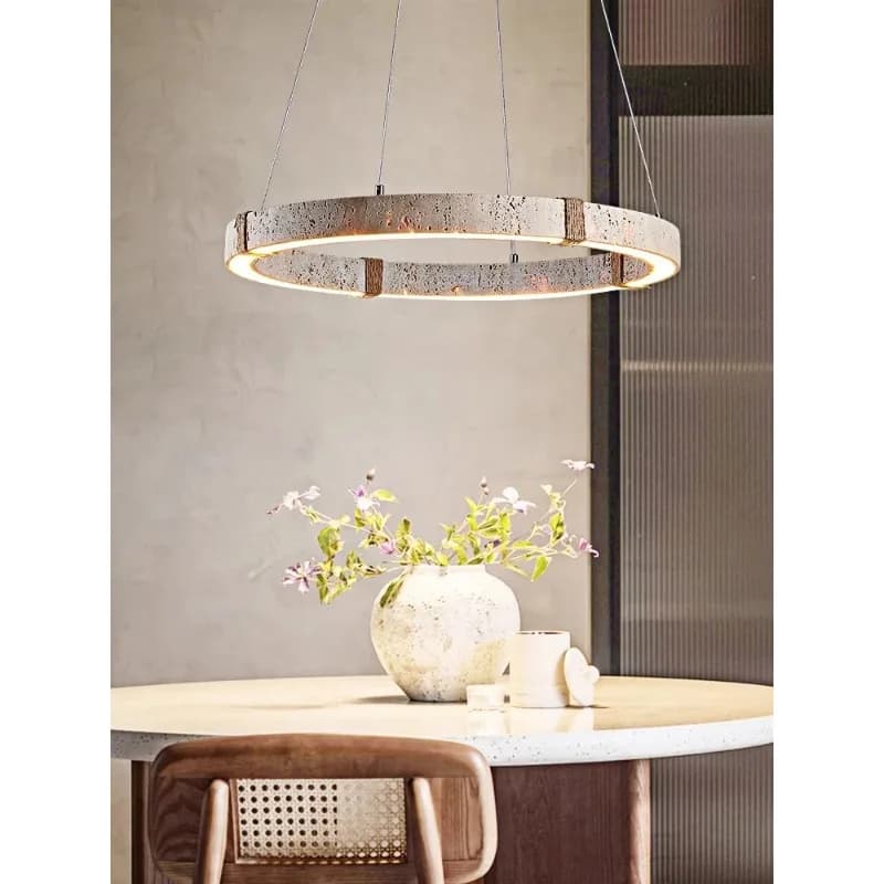 Decorazione domestica alla moda Lampadario rotondo lineare in pietra naturale Illuminazione Lustre Para Sala Estar Lampade a sospensione per sala da pranzo
